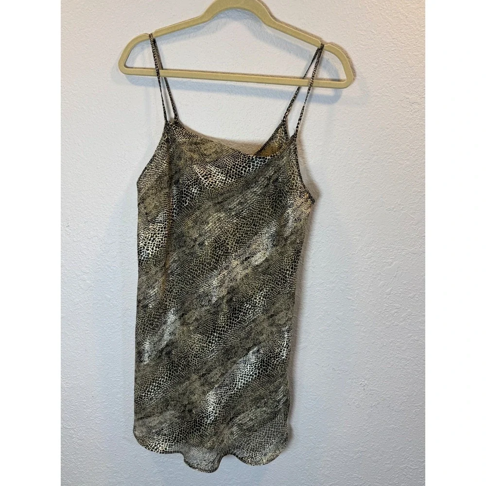 Private Luxuries Gold Snakeskin Print Chemise Nightgown Slip Dress Womens Medium